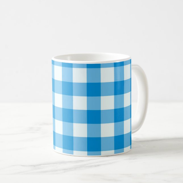 Caneca De Café Búfalo abstrato azul e branco (Frente Esquerda)