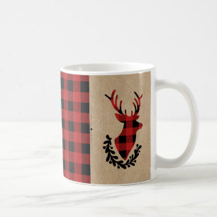 Caneca De Café Búfalo Xadrez Vermelha Stag