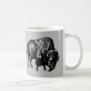 Caneca De Café Buffalo American Bison Vintage Wood Engrave Coff