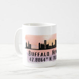 Caneca De Café Buffalo NY City Skyline Latitude e Longitude