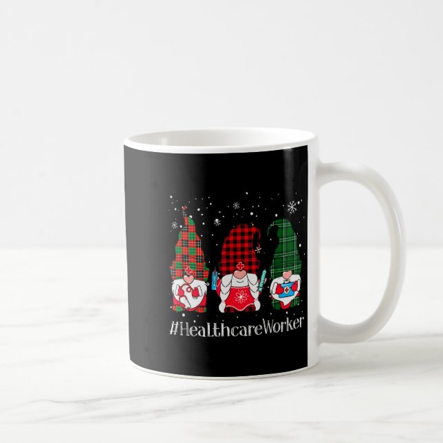 Caneca De Café Buffalo Plaid Gnome Healthcare Worker Nurse Christ (Direita)