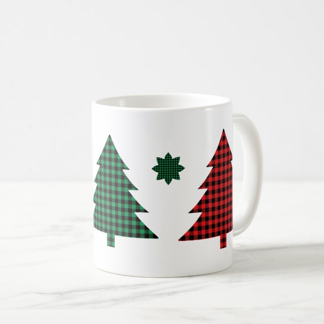 Caneca De Café Buffalo Plaid Trees (Frente Esquerda)