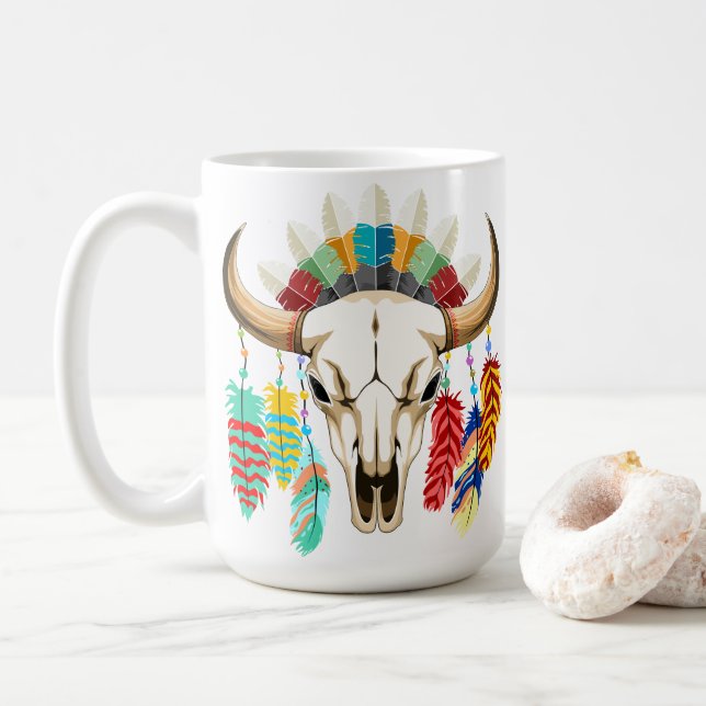 Caneca De Café Buffalo Skull Native American Emblem (Com Donut)