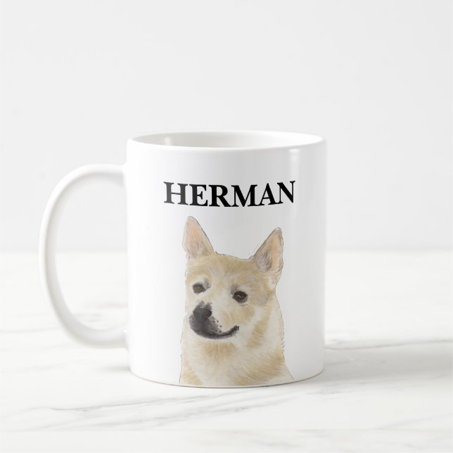 Caneca De Café Buhund Norueguês Personalizado (Esquerda)