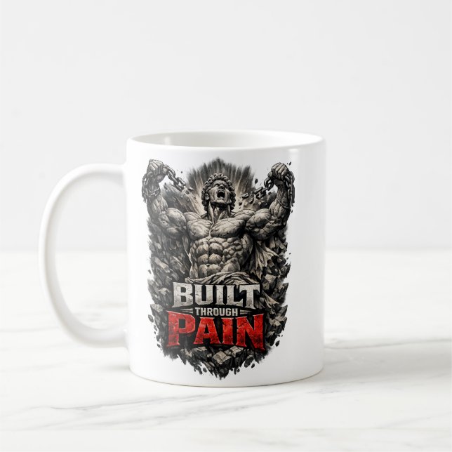 Caneca De Café Built Through Pain Design (Esquerda)