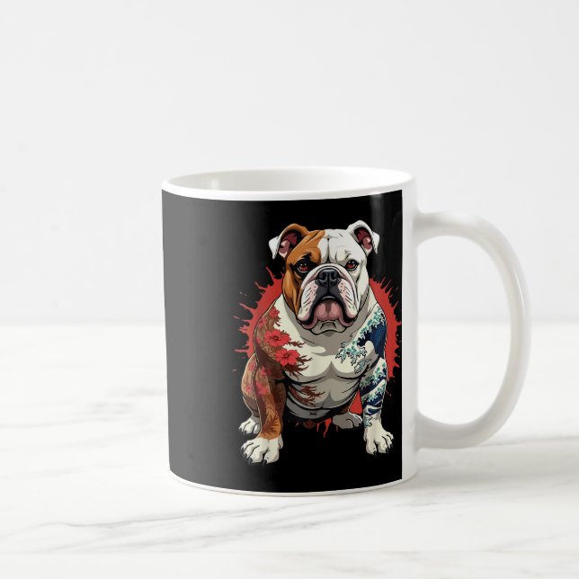 Caneca De Café Buldogue Com Cão De Tatuagem Japonês (Direita)