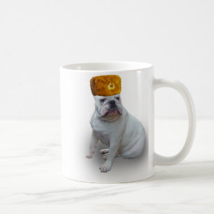 Caneca De Café Buldogue com o chapéu forrado a pele do russo