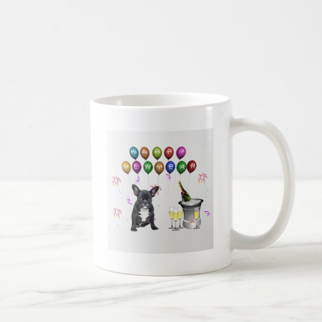 Caneca De Café Buldogue Francês Ano Novo (Direita)