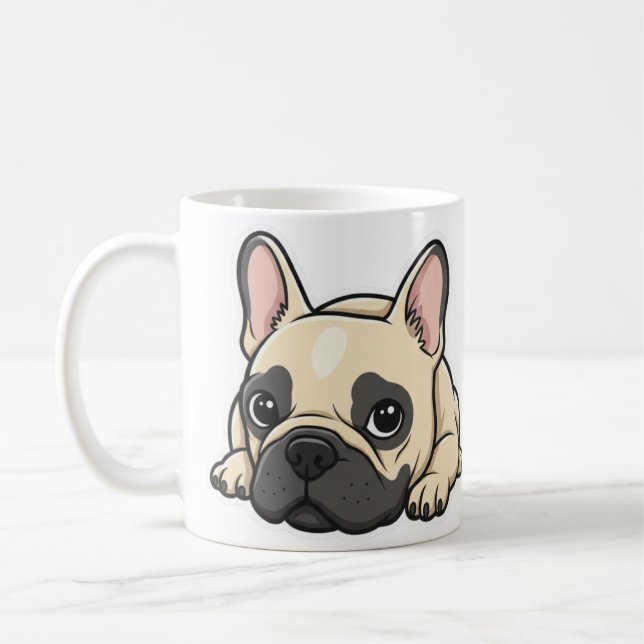 Caneca De Café Buldogue francês branco e preto (Esquerda)