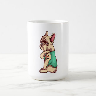Caneca De Café Buldogue Francês Eu Amo Mamãe Tatuagem Engraçada