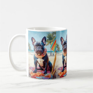 Caneca De Café Buldogue francês na praia, presente de verão para 