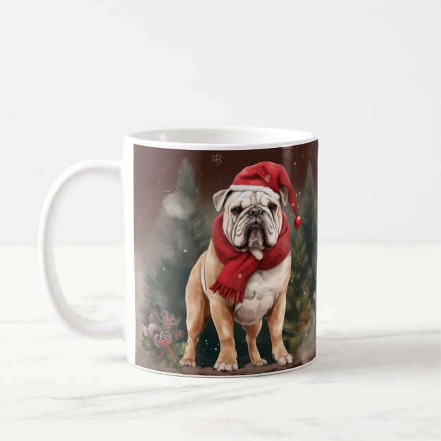 Caneca De Café Buldogue no Natal da Neve (Esquerda)