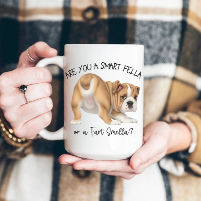 Caneca De Café Buldogue Puppy Smart Fella Fart Smella (Criador carregado)