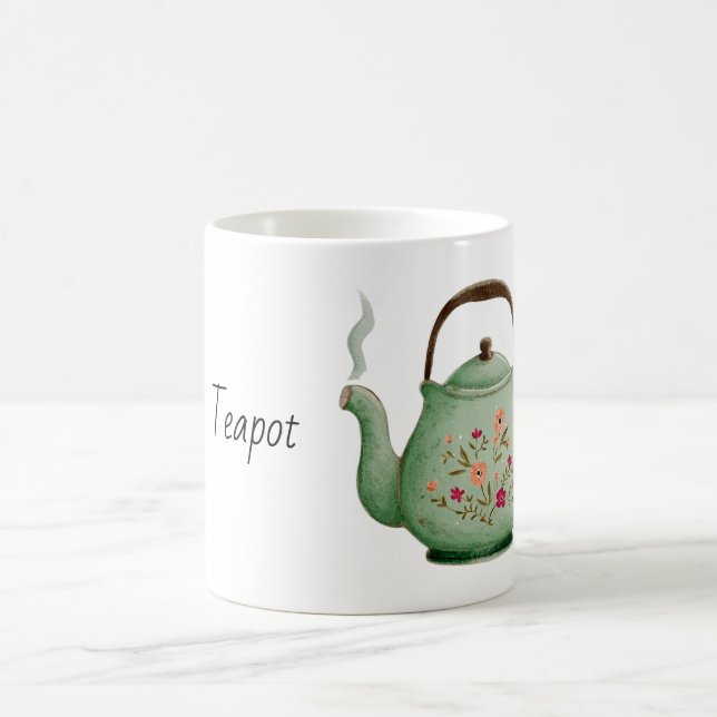 Caneca De Café Bule de Chá Floral Verde (Centro)
