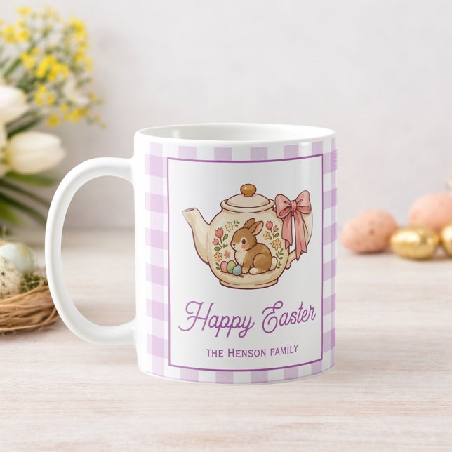 Caneca De Café Bule de Chá Personalizado do Coelho da Páscoa Xadr (Criador carregado)