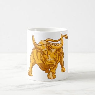 Caneca De Café Bull Dourado de logotipo Bitmoney