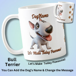 Caneca De Café Bull Terrier - Adicionar nome de cão, alterar text