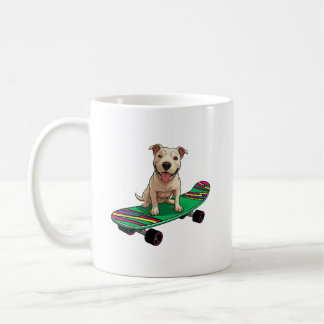 Caneca De Café Bull Terrier inglês num skateboard