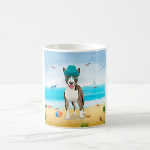 Caneca De Café Bull Terrier no Beach
