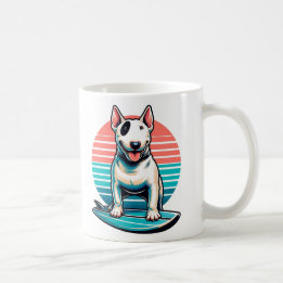 Caneca De Café Bull terrier no estilo retrô do conselho do surf 8