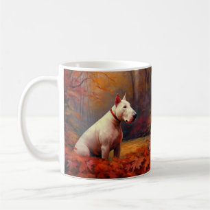 Caneca De Café Bull Terrier no outono deixa cair inspiração