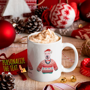 Caneca De Café Bull Terrier Vestindo Suéter Feio Natal Amante de