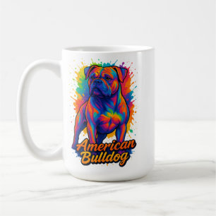 Caneca De Café Bulldog Americano de pop Art - Cão Neon Vibrante