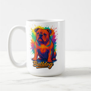 Caneca De Café Bulldog Colorido Pop Art – Cachorro Neon Vibrante