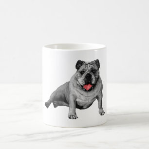 Caneca De Café Bulldog com Acentos Vermelhos Divertidos