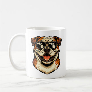 Caneca De Café Bulldog de Michigan Usando Óculos de Sol