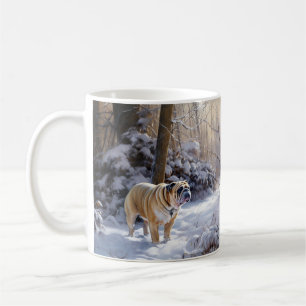 Caneca De Café Bulldog Deixe Nevar Natal Escovado