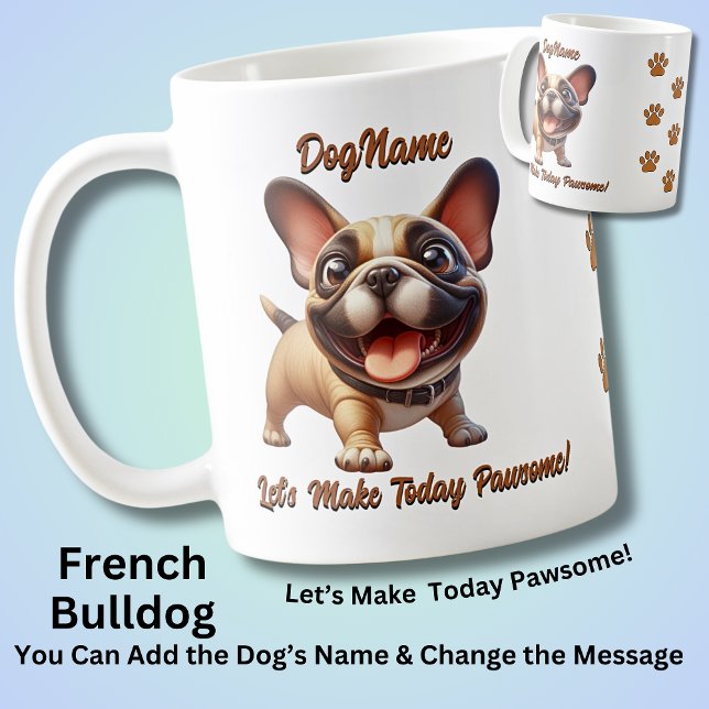 Caneca De Café Bulldog Francês - Adicionar Nome do Cachorro, Alte (Criador carregado)