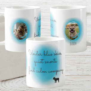 Caneca De Café Bulldog Francês Azul Pastel Aquarela - Personaliza
