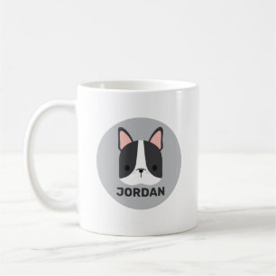 Caneca De Café Bulldog Francês Bonito com Nome Personalizado