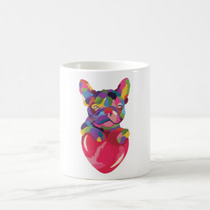 Caneca De Café Bulldog Francês de Coração Vermelha