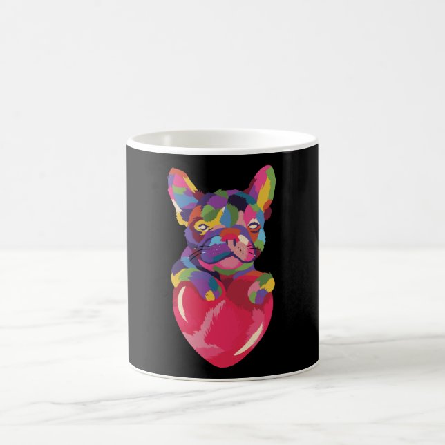 Caneca De Café Bulldog Francês de Coração Vermelha (Centro)