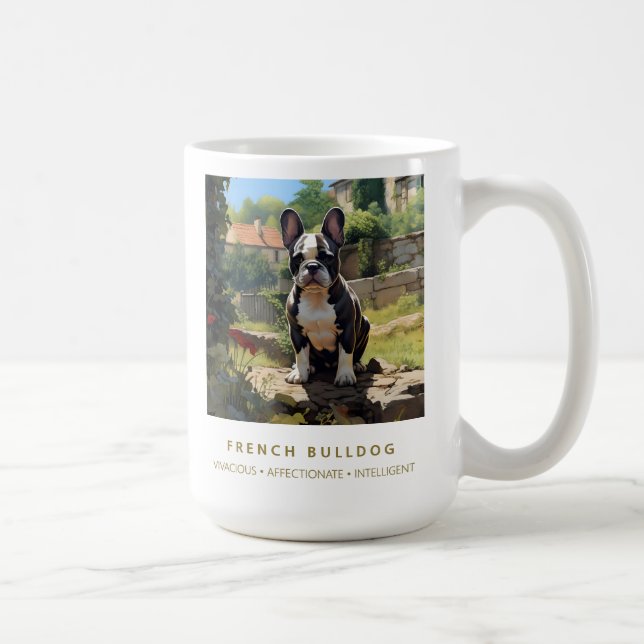 Caneca De Café Bulldog Francês (Estilo Vintage) (Direita)