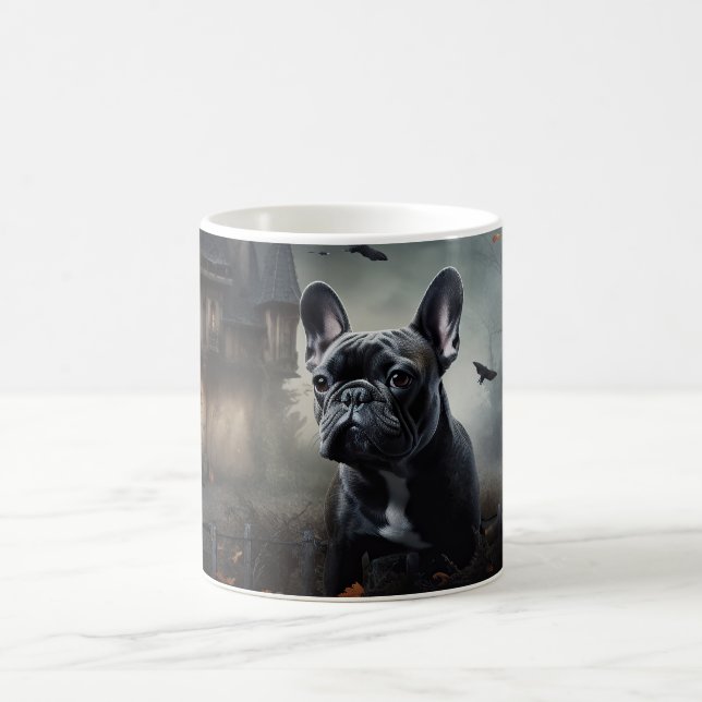 Caneca De Café Bulldog Francês Halloween Assustador (Centro)