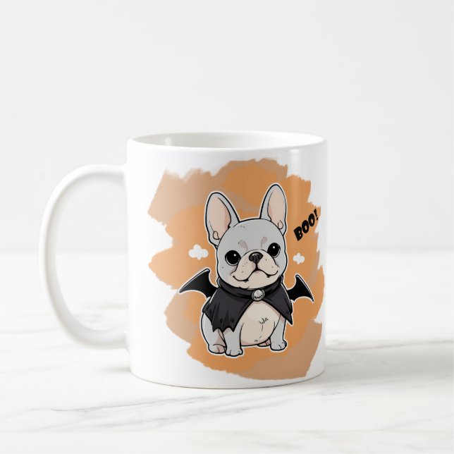 Caneca De Café Bulldog francês halloween boo! (Esquerda)