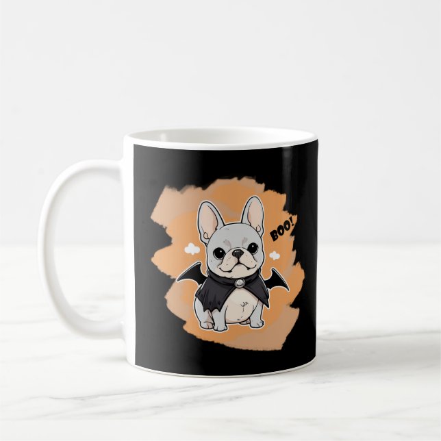 Caneca De Café Bulldog francês halloween boo! (Esquerda)