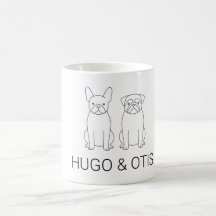 Bulldog Francês Minimalista & Pug Nome Personaliza