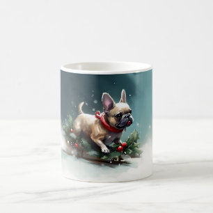Caneca De Café Bulldog Francês Natal neve inverno