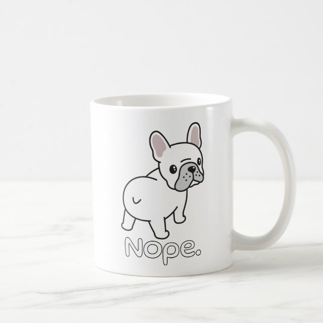 Caneca De Café Bulldog Francês, Nope. Engraçado (Direita)