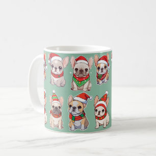 Caneca De Café Bulldog Francês Pastel Padrão de Natal