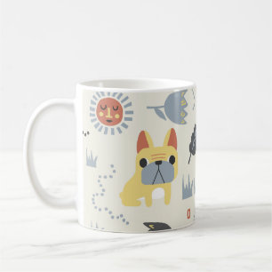 Caneca De Café Bulldog Francês: Scandinávia Floral Repeat.