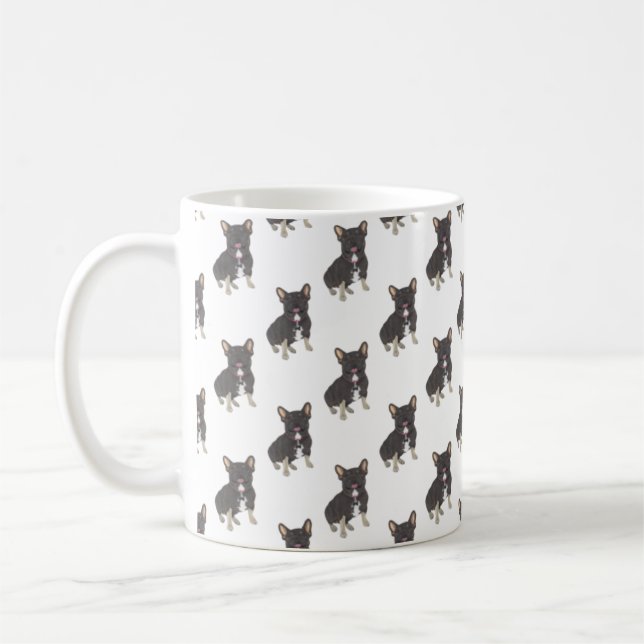 Caneca De Café Bulldog Francês (Tricolor Preto E Tan) (Esquerda)