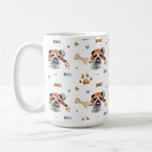 Caneca De Café Bulldog,ilustração T-Shirt Hat Button Ke