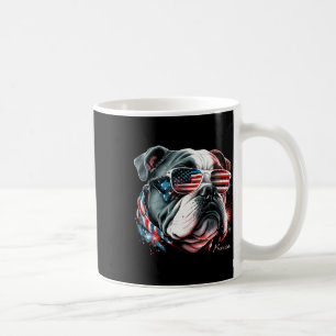 Caneca De Café Bulldog Inglês Cachorro 4 De Julho Bandeira Americ