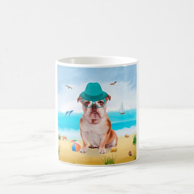 Caneca De Café Bulldog Inglês na Praia (Centro)