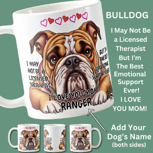 Caneca De Café Bulldog Mug, Adicionar Nome do Cachorro, Você Pode